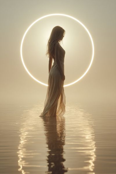 Ethereal Silhouette in Golden Light Poster. poster