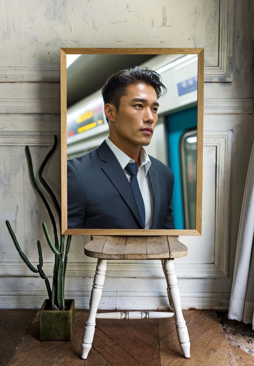 Subway Commuter Portrait Photography Poster. — room view 1