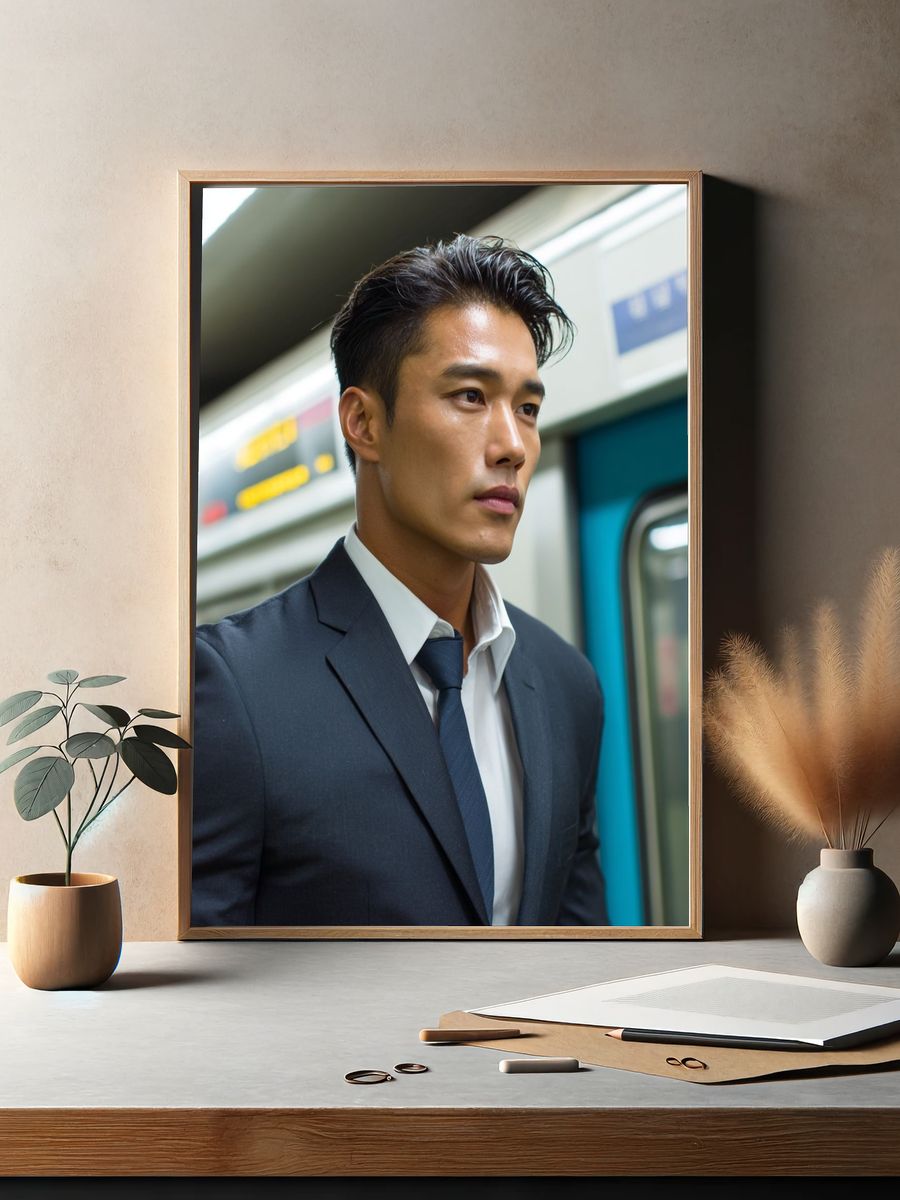 Subway Commuter Portrait Photography Poster. — room view 2