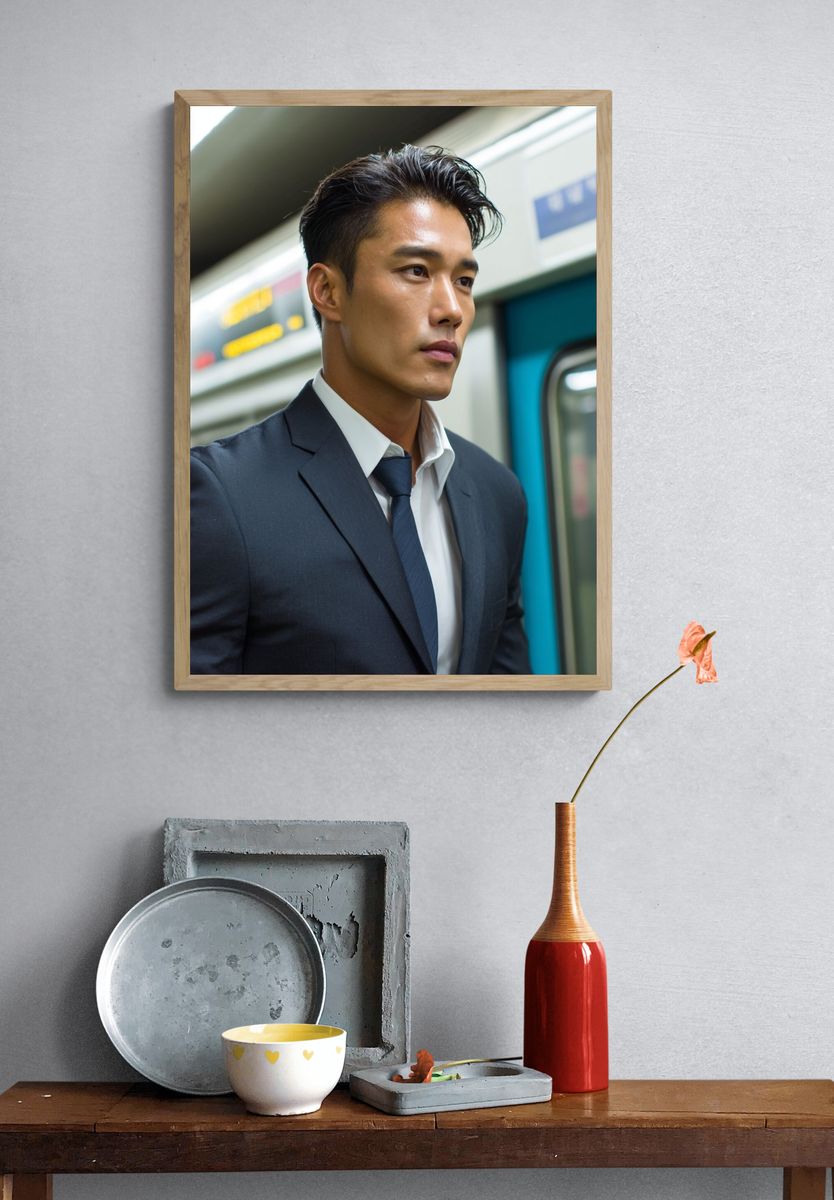 Subway Commuter Portrait Photography Poster. — room view 3