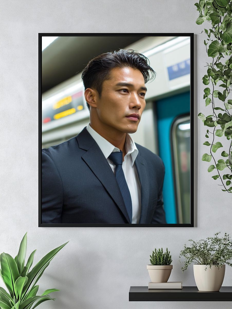 Subway Commuter Portrait Photography Poster. — room view 4