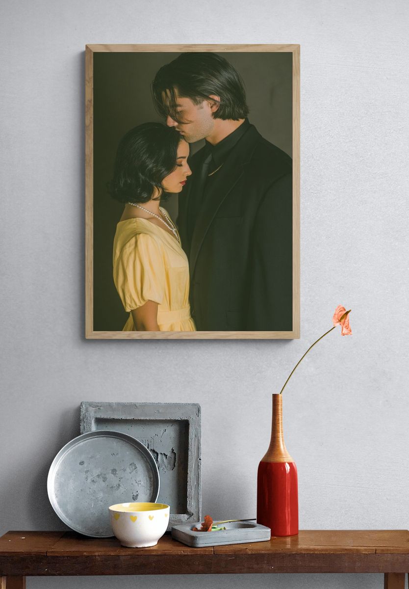 Intimate Couple Portrait Print. — room view 3