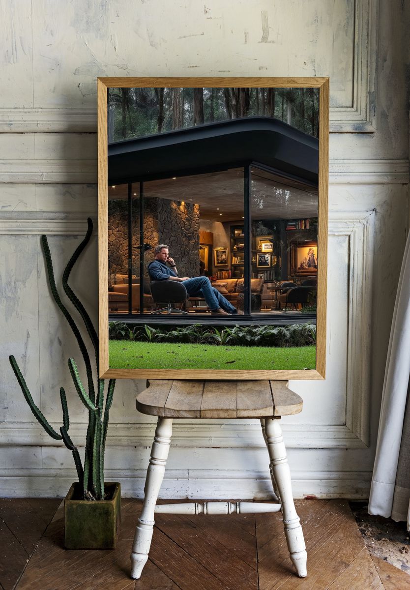 Modern Jungle Cabin Photography Poster. — room view 1