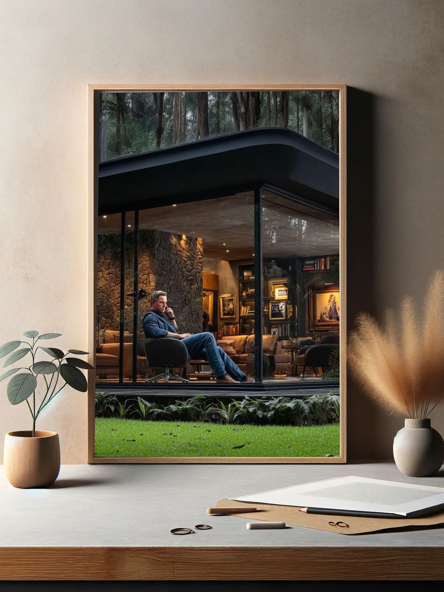 Modern Jungle Cabin Photography Poster. — room view 2