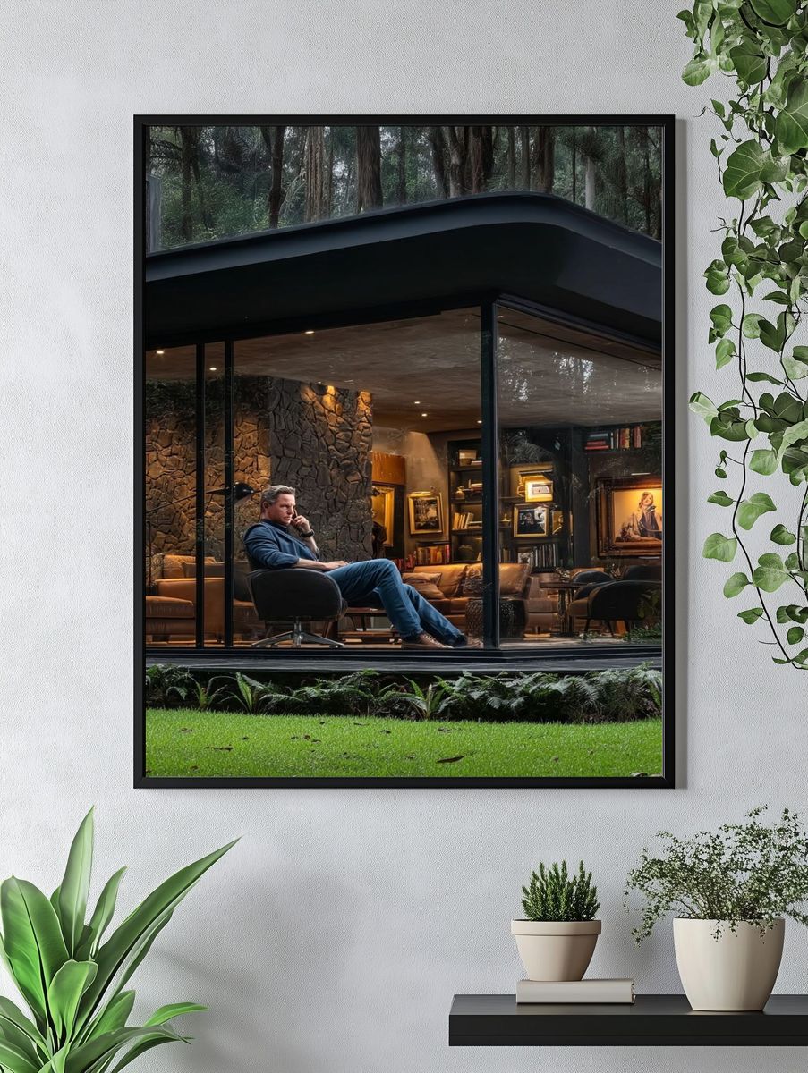 Modern Jungle Cabin Photography Poster. — room view 4