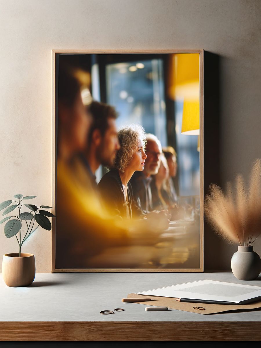 Warm Café Conversation Photography Poster. — room view 2