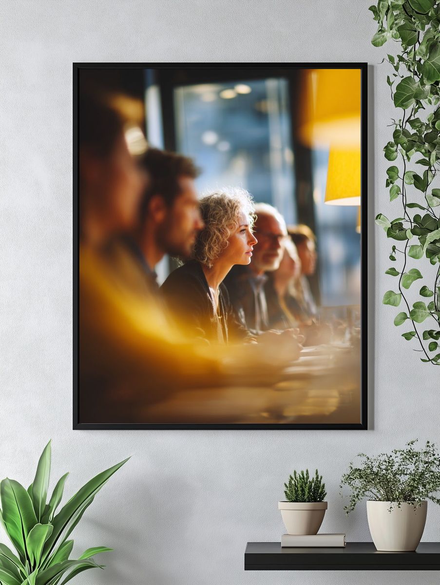 Warm Café Conversation Photography Poster. — room view 4