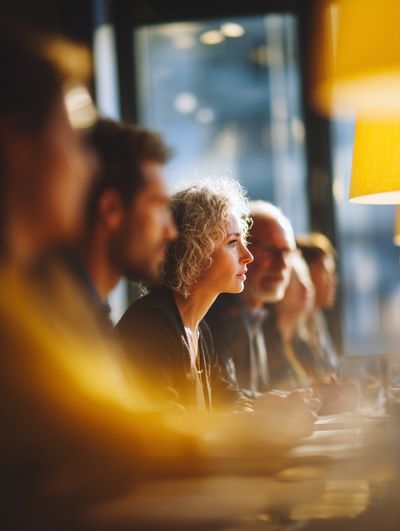 Warm Café Conversation Photography Poster. poster print