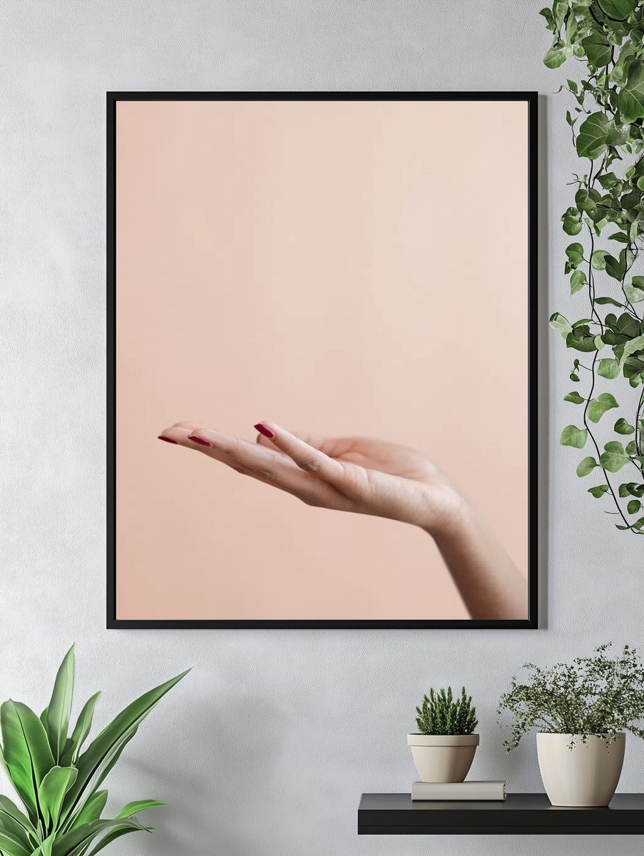Female hand beige background. — room view 4