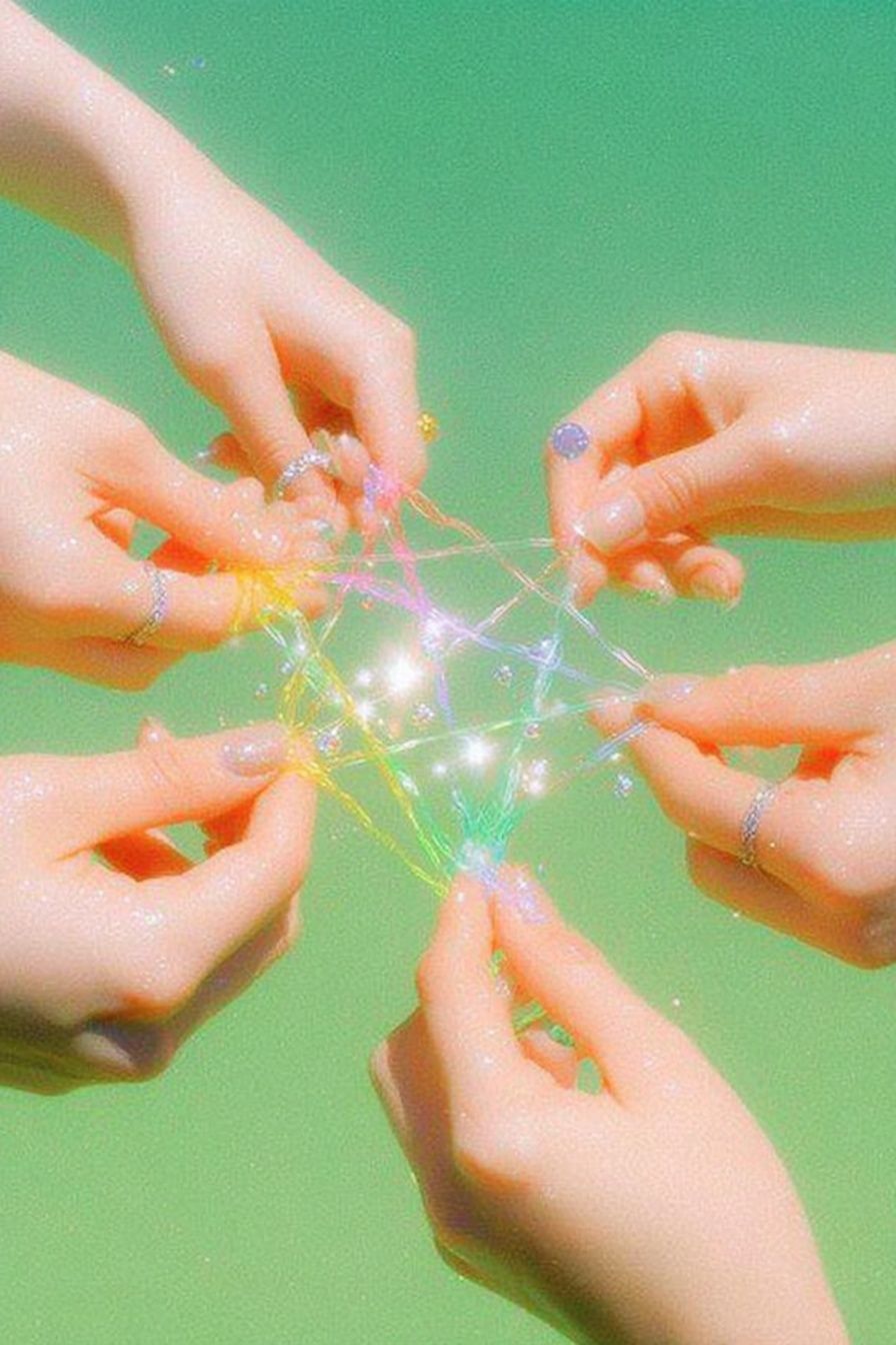 Colorful Hands Connecting — Photography Print. poster detail