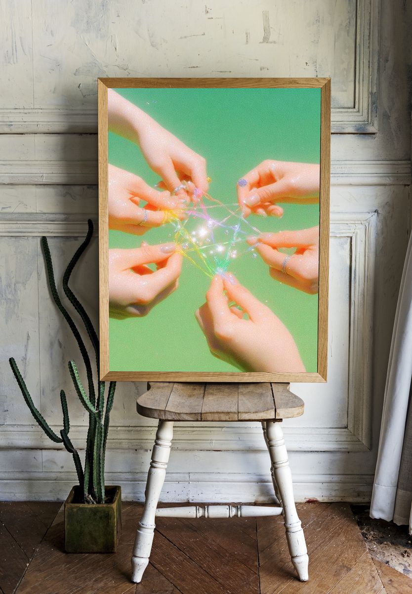 Colorful Hands Connecting — Photography Print. — room view 1