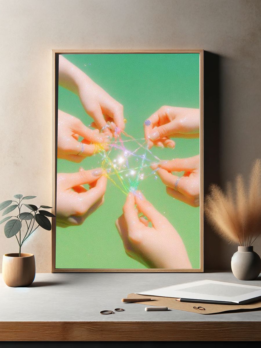 Colorful Hands Connecting — Photography Print. — room view 2