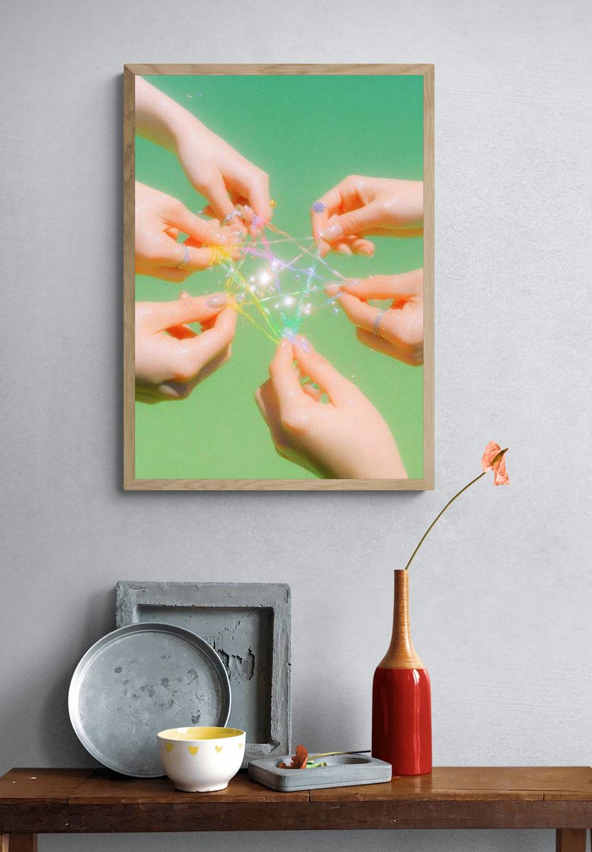 Colorful Hands Connecting — Photography Print. — room view 3