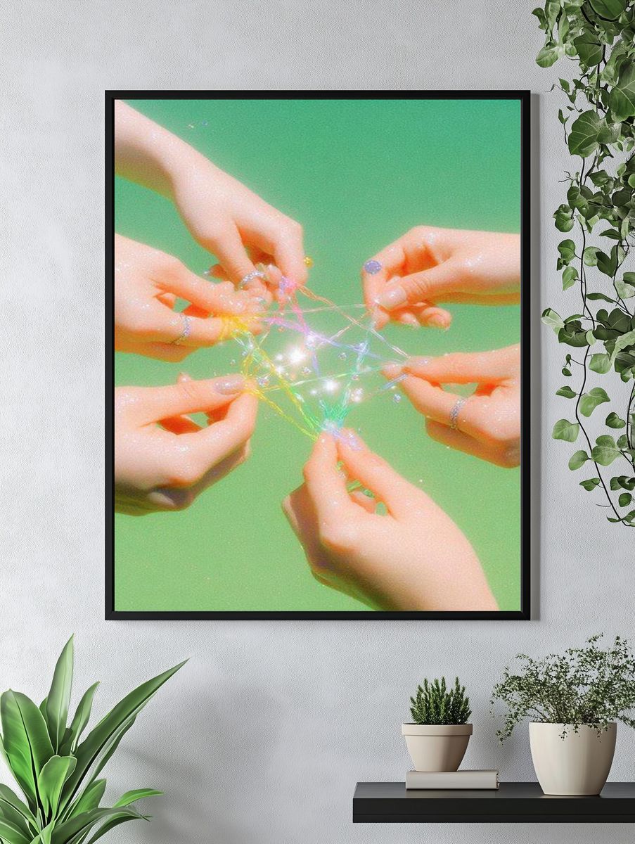 Colorful Hands Connecting — Photography Print. — room view 4
