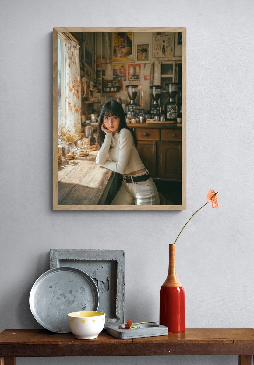 Cozy Café Portrait Photography Poster. — room view 3