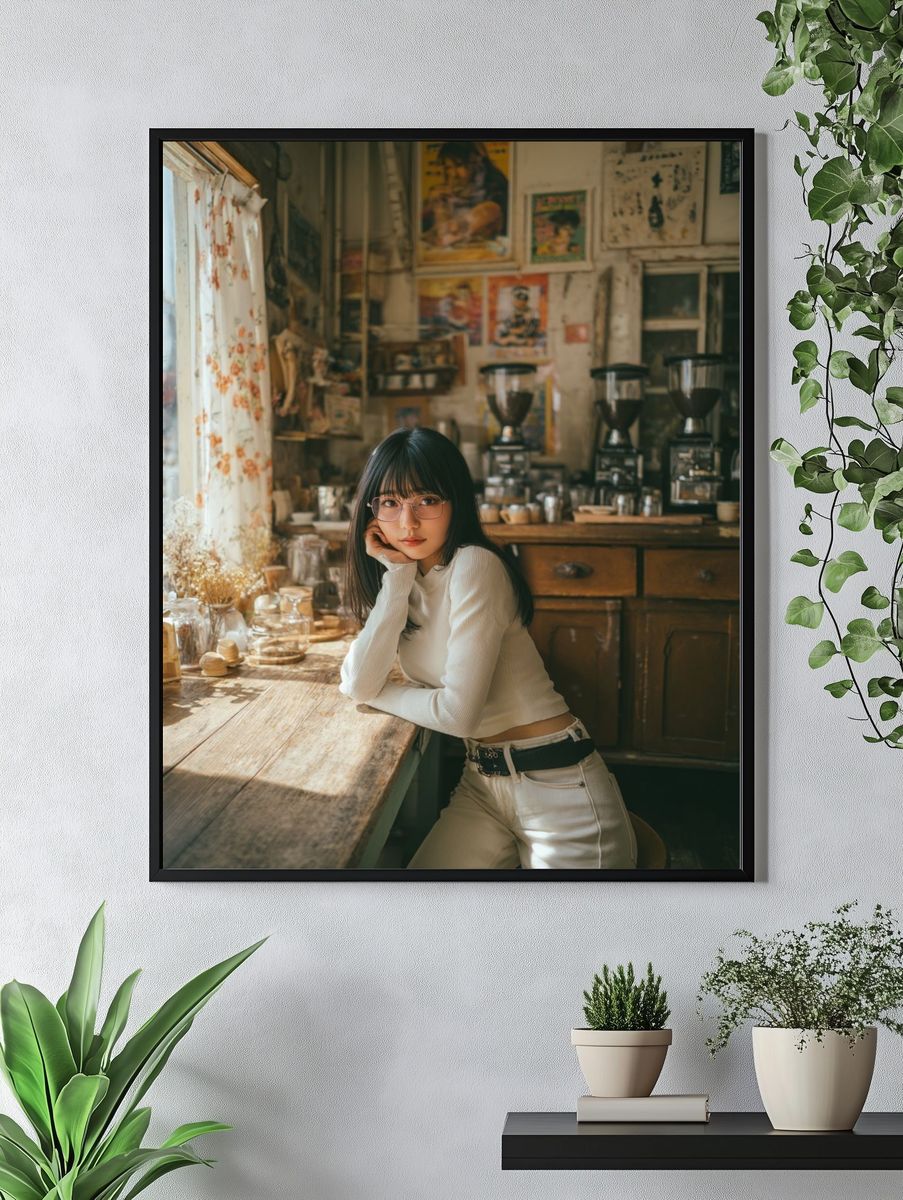 Cozy Café Portrait Photography Poster. — room view 4