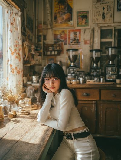 Cozy Café Portrait Photography Poster. poster print