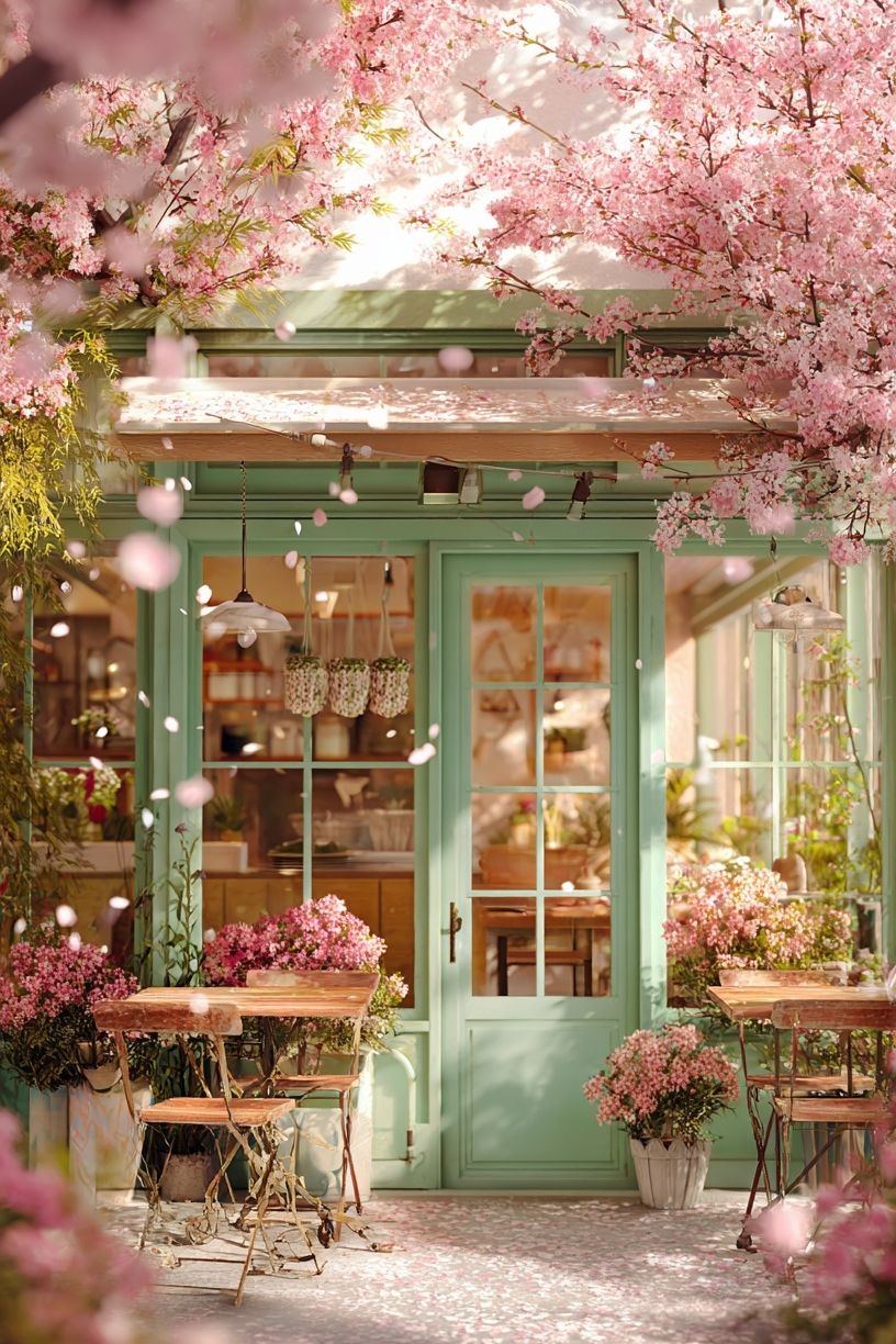 Cherry Blossom Café Photography Poster. poster — photography art