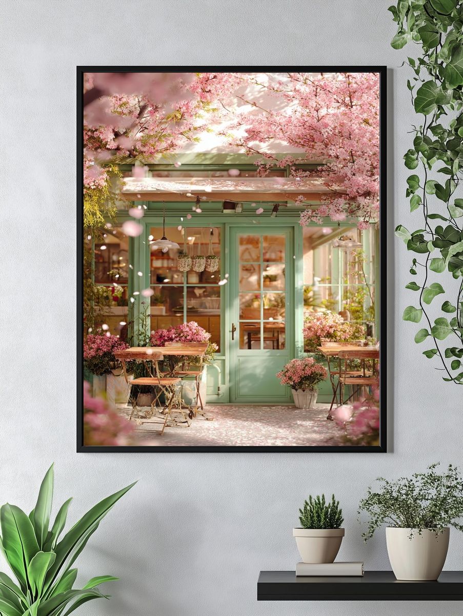 Cherry Blossom Café Photography Poster. — room view 4