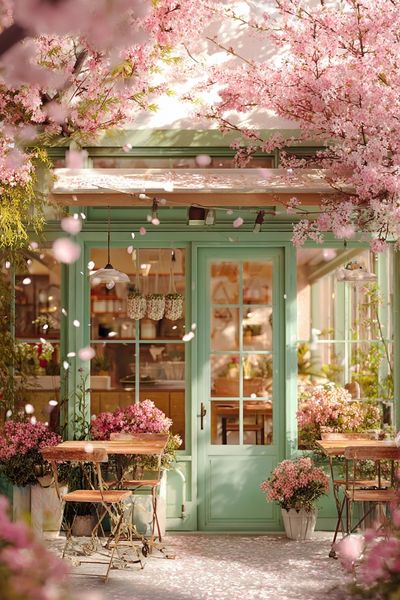 Cherry Blossom Café Photography Poster. poster
