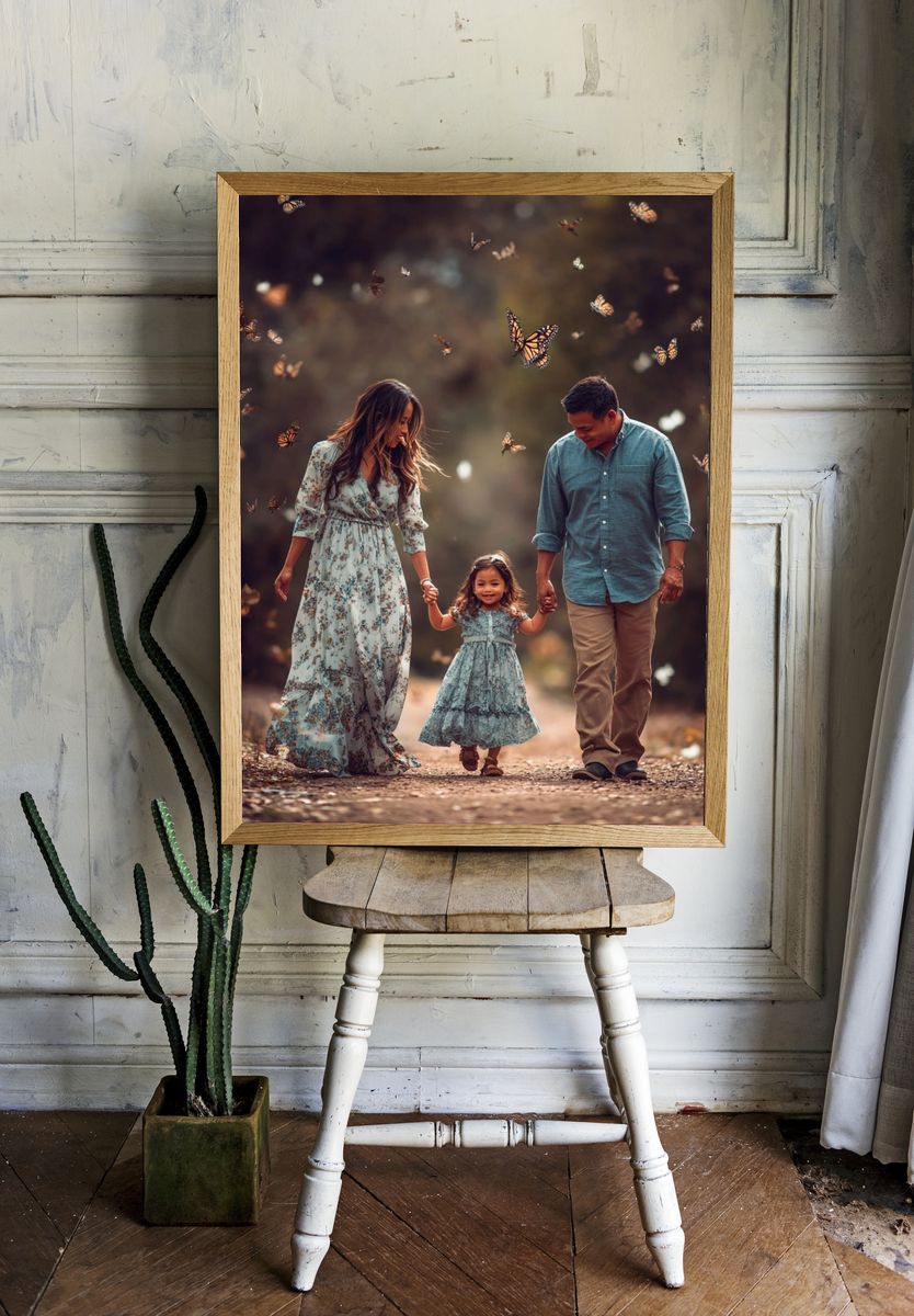 Butterfly Family Walk Photography Poster. — room view 1