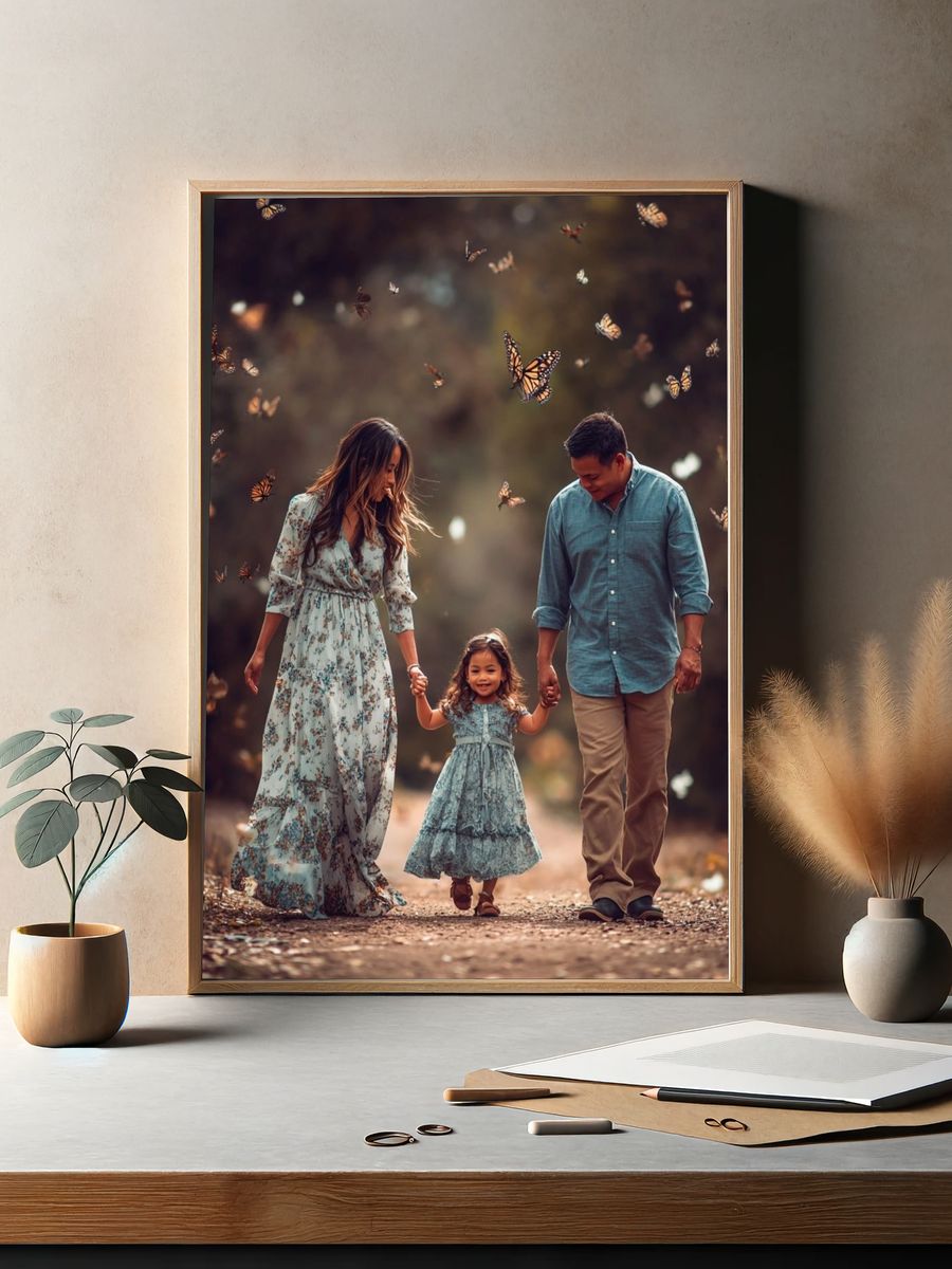 Butterfly Family Walk Photography Poster. — room view 2