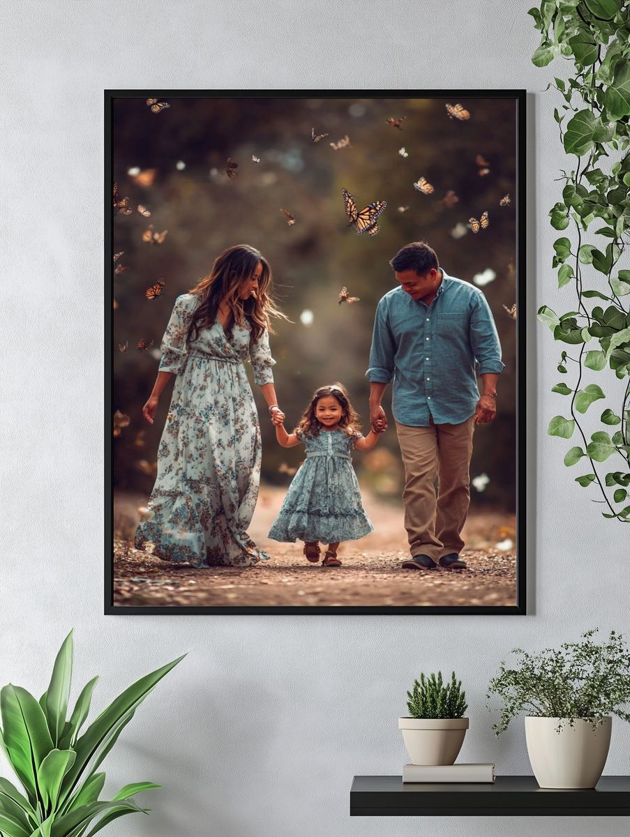 Butterfly Family Walk Photography Poster. — room view 4