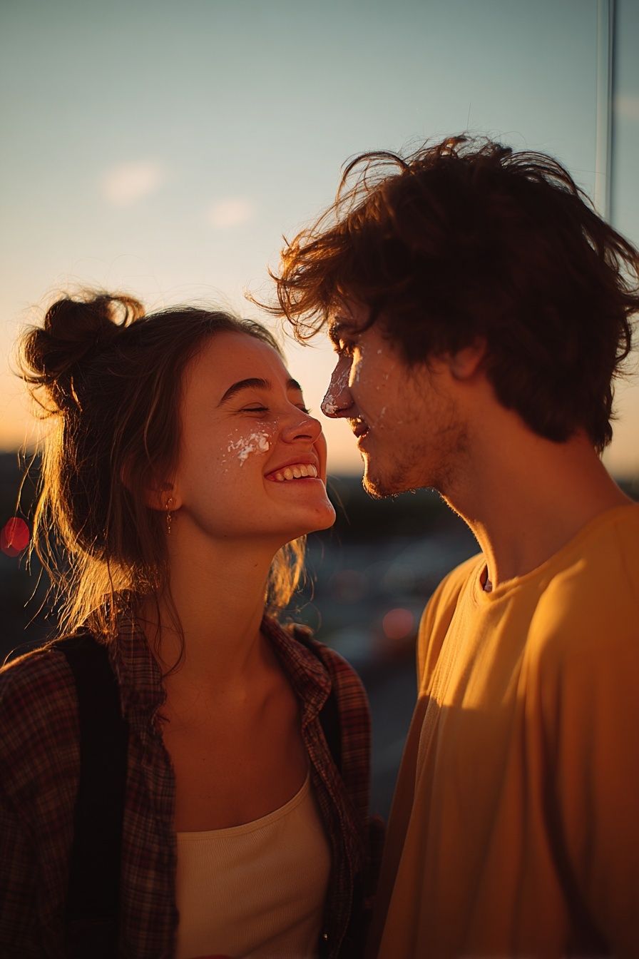 Sunset Couple Portrait Print. poster detail
