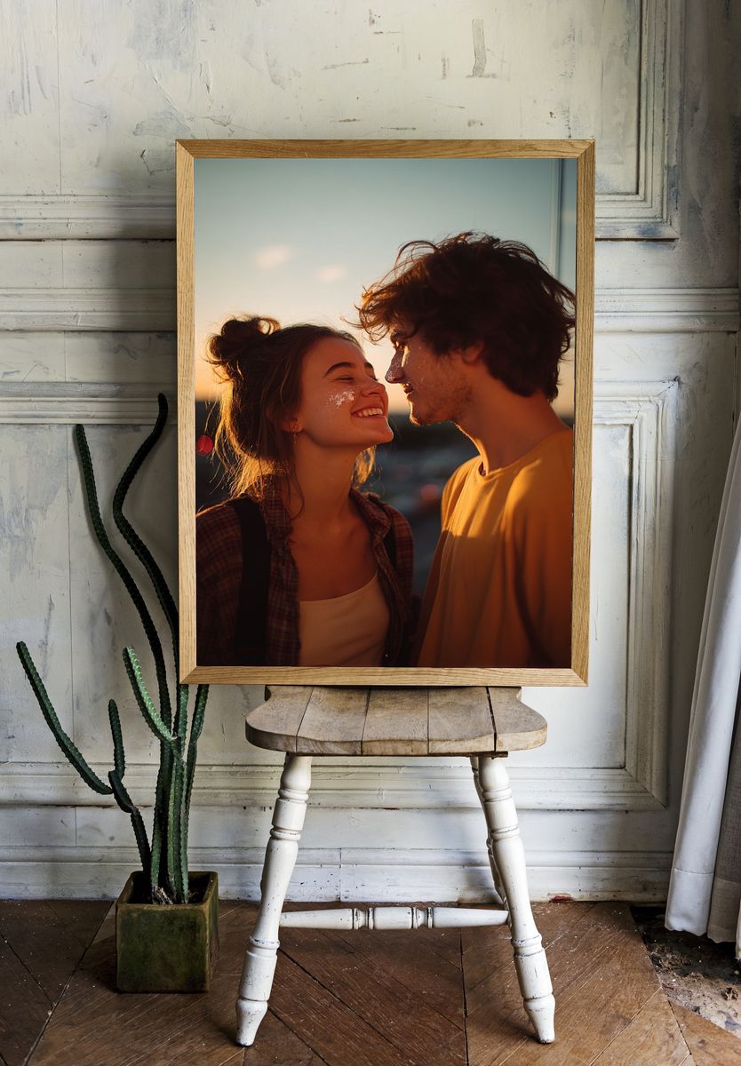 Sunset Couple Portrait Print. — room view 1