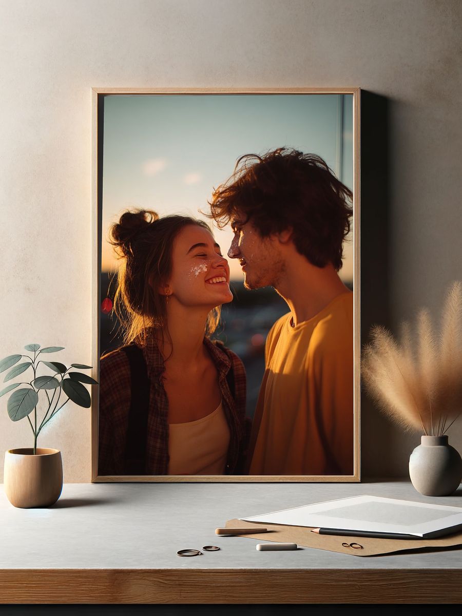 Sunset Couple Portrait Print. — room view 2