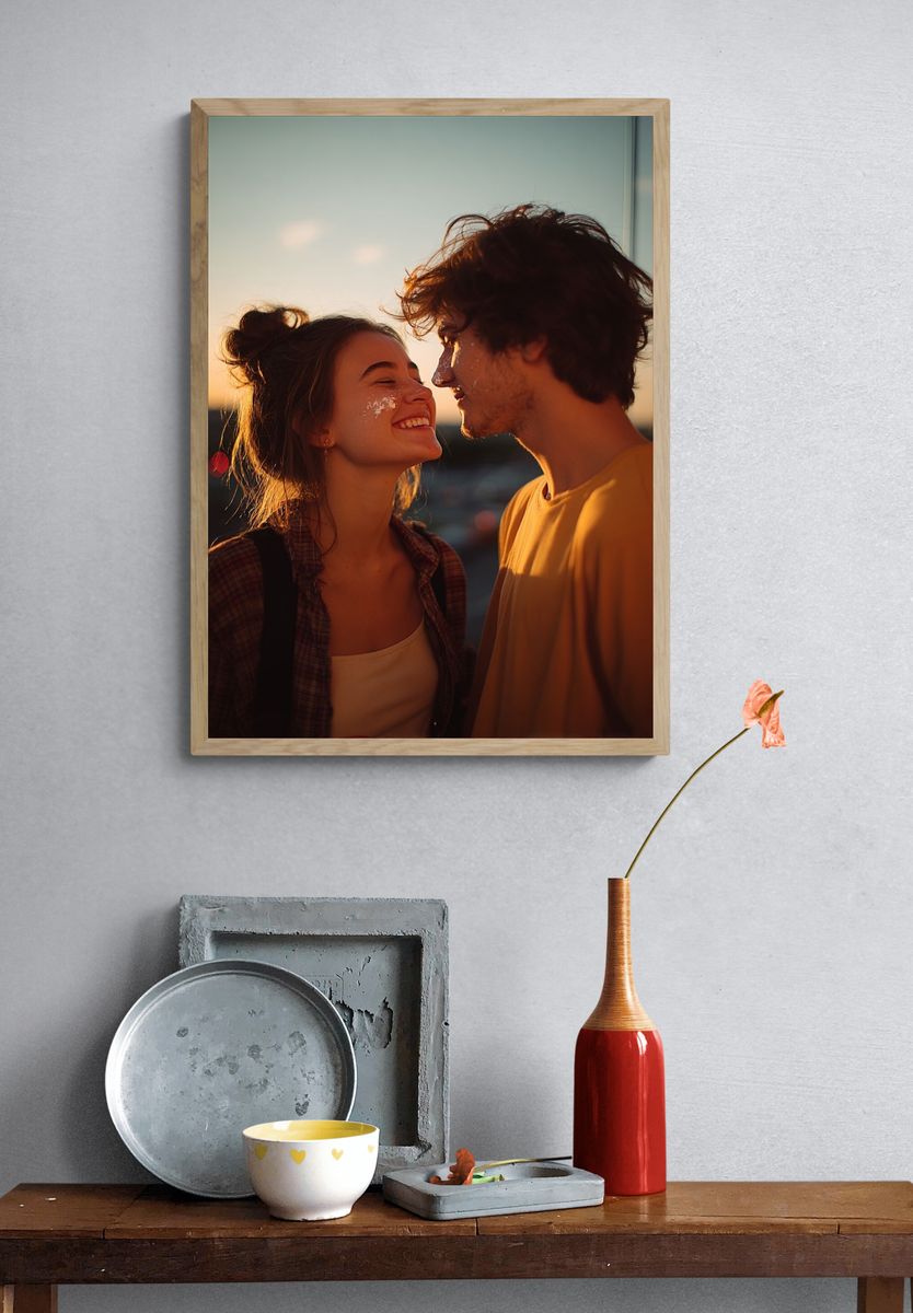 Sunset Couple Portrait Print. — room view 3