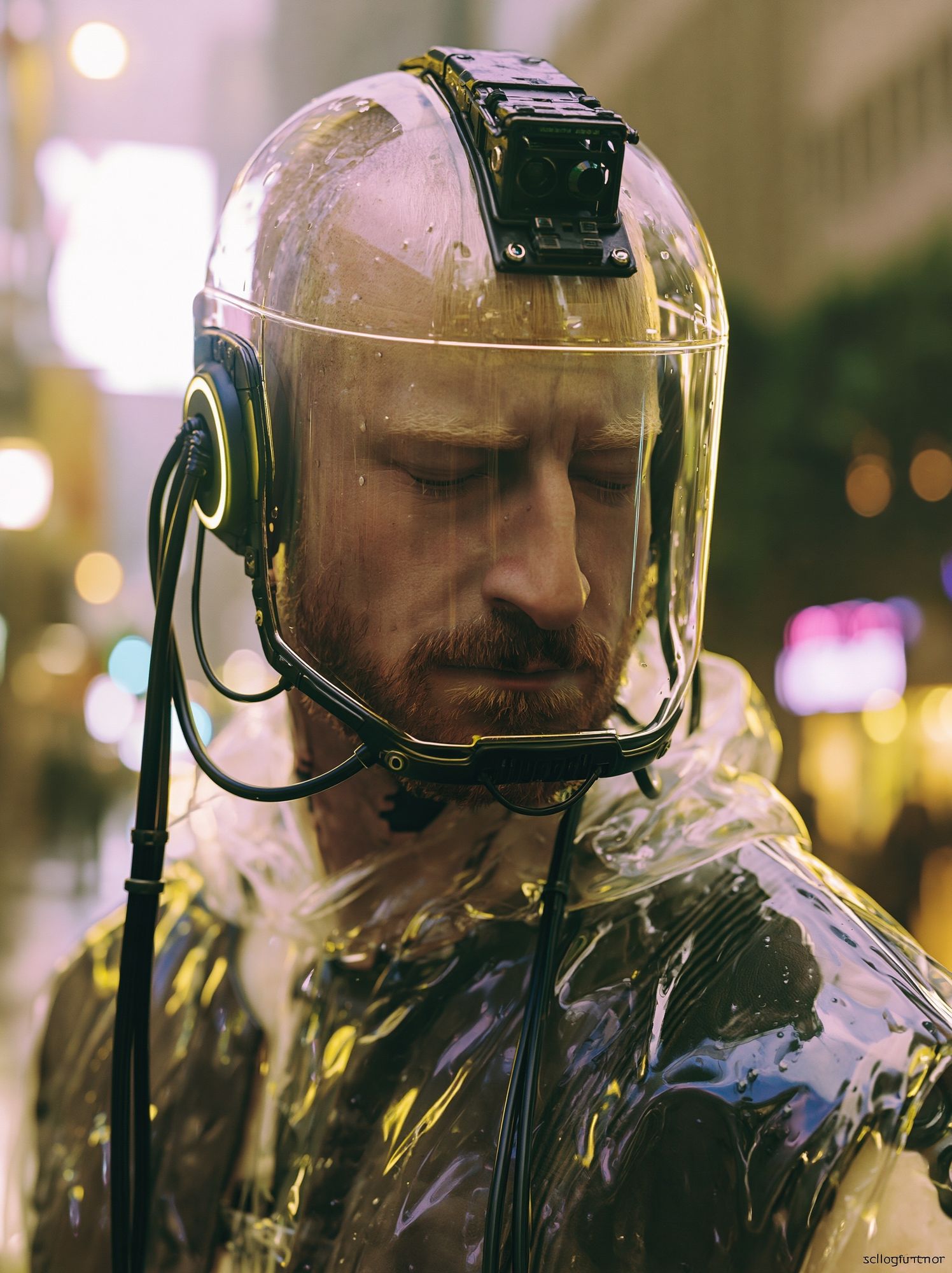 Futuristic Helmet Portrait Print. poster detail