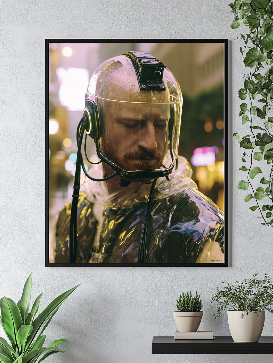 Futuristic Helmet Portrait Print. — room view 4