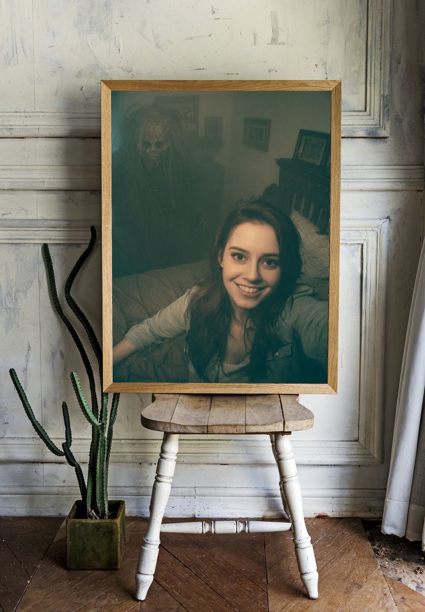 Haunted Bedroom Selfie Horror Poster. — room view 1