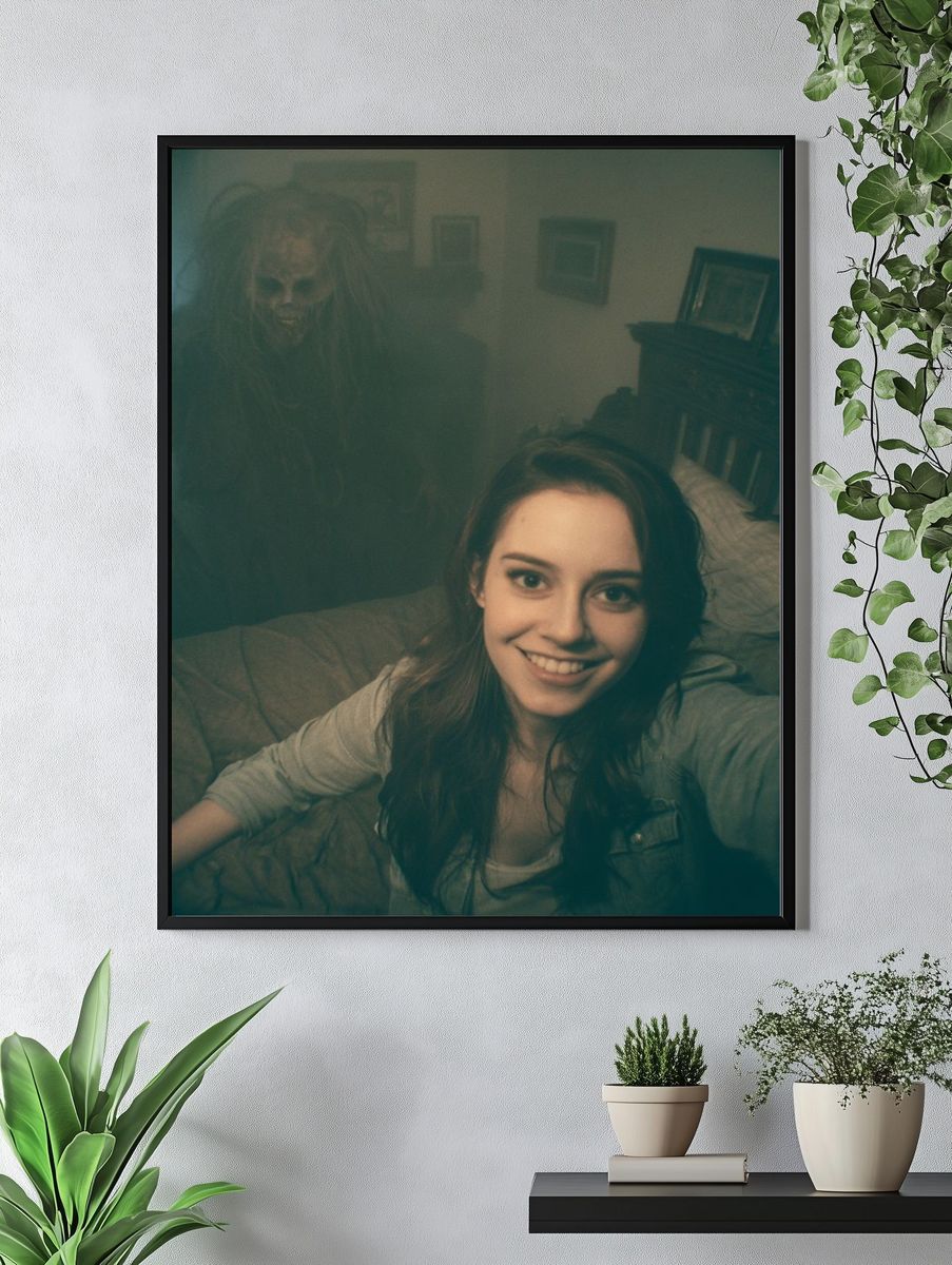 Haunted Bedroom Selfie Horror Poster. — room view 4