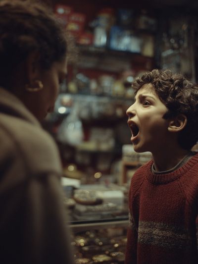 Curious Boy in Shop Photography Poster. poster print