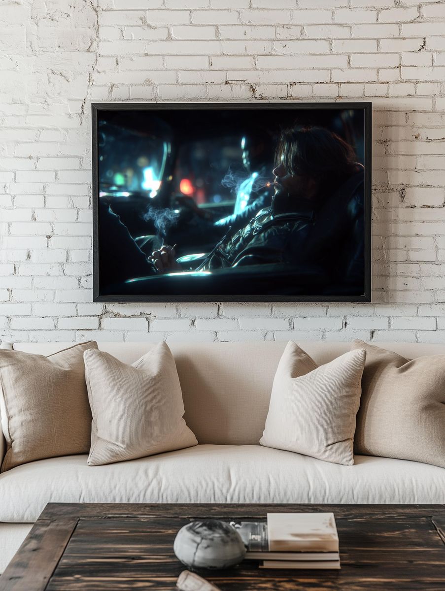 Noir Smoker Portrait Print. — room view 1