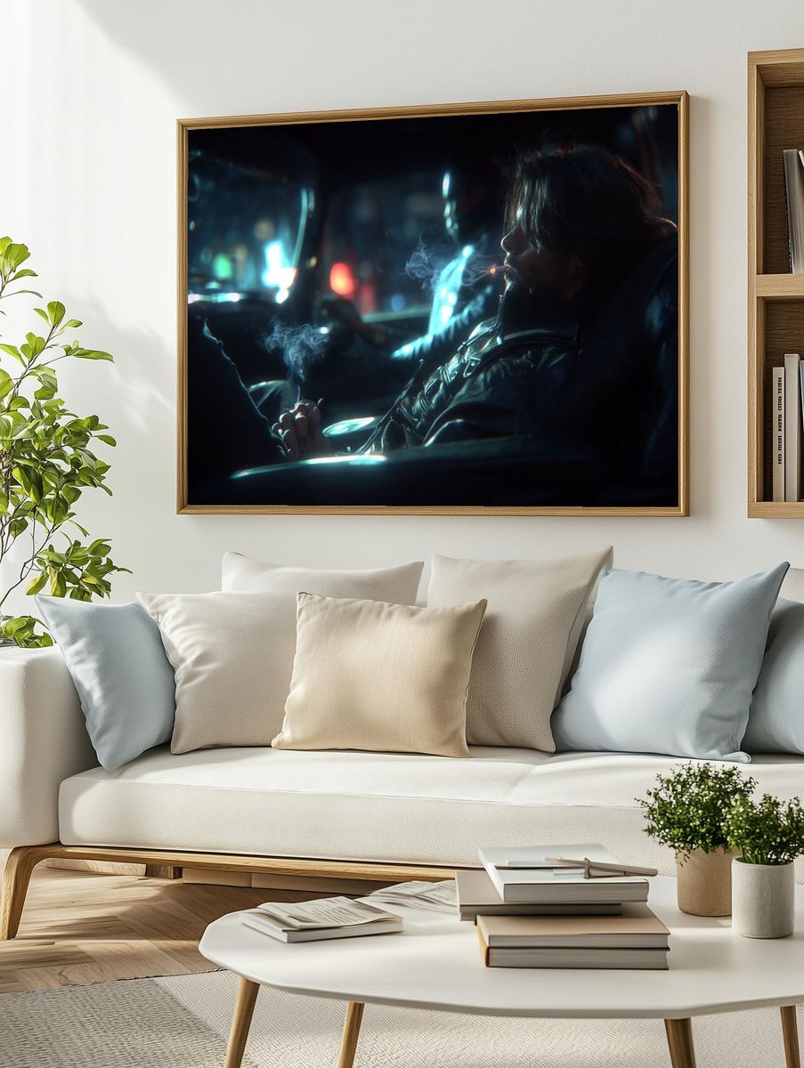 Noir Smoker Portrait Print. — room view 2