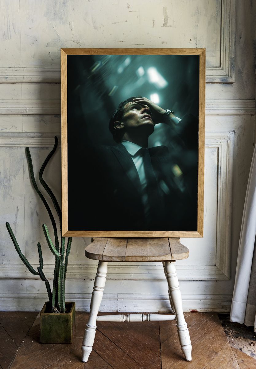 Anxious Man Portrait Photography Poster. — room view 1