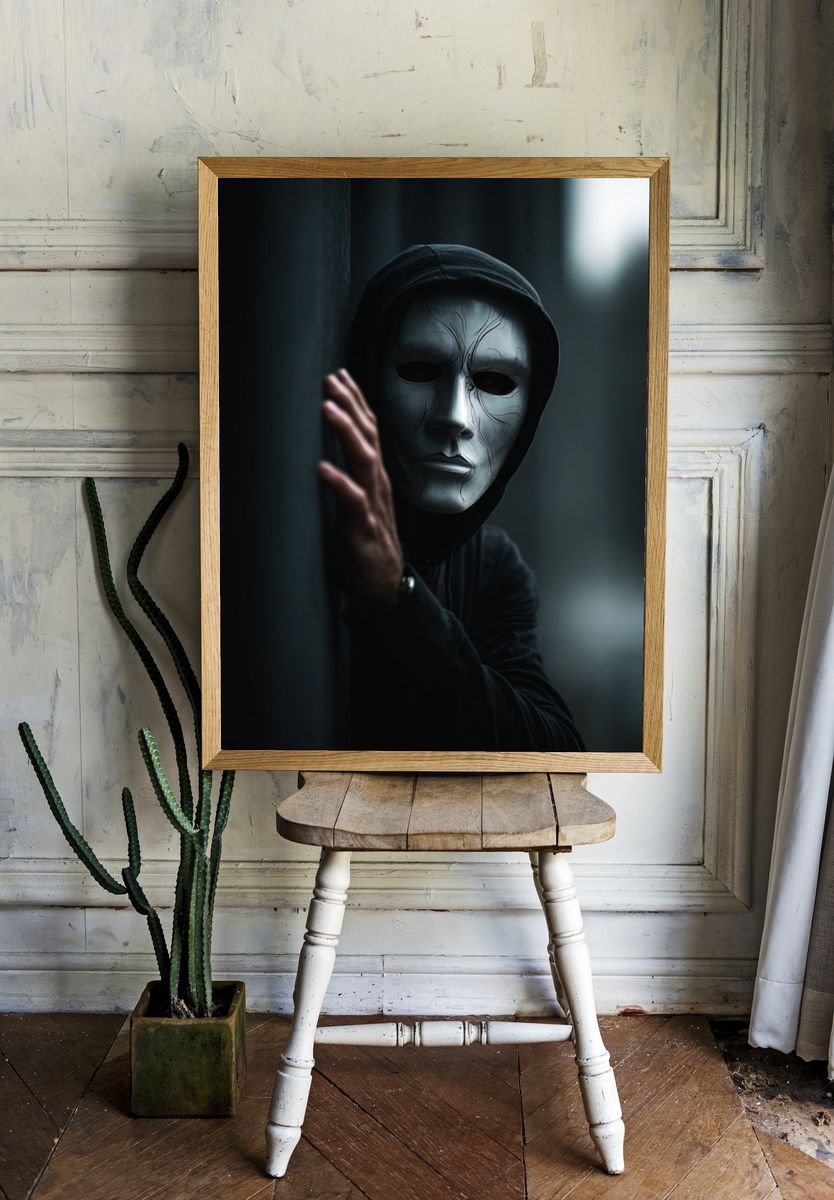 Masked Figure Horror Photography Poster. — room view 1