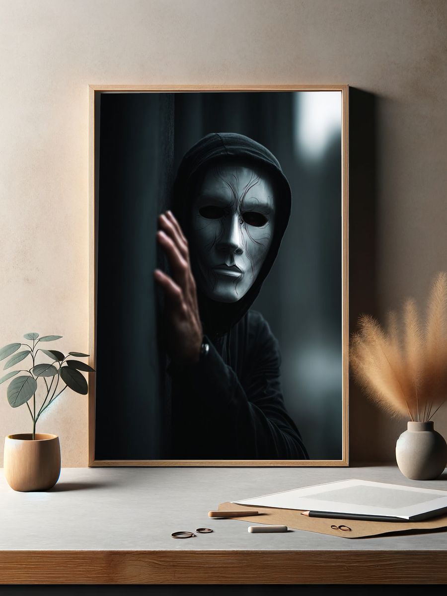 Masked Figure Horror Photography Poster. — room view 2