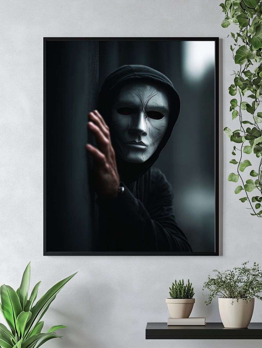 Masked Figure Horror Photography Poster. — room view 4