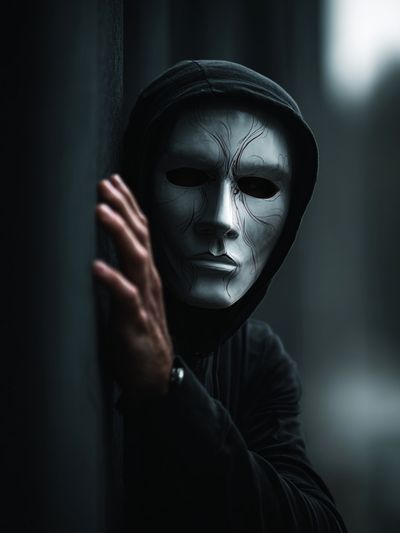Masked Figure Horror Photography Poster. poster