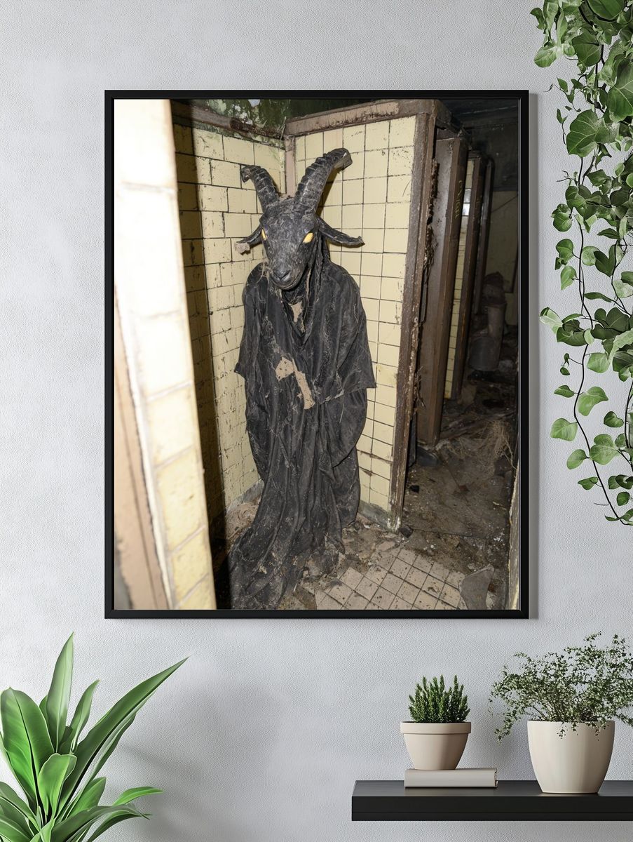 Horned Goat Figure Horror Photography Poster. — room view 4