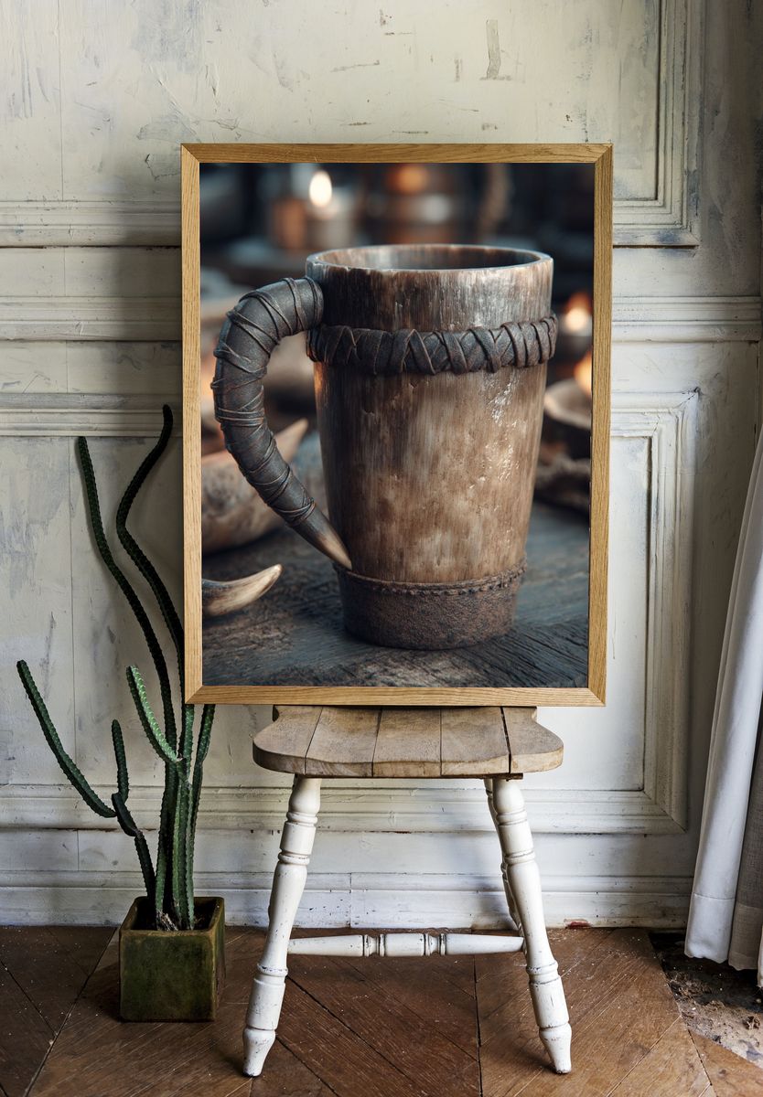 Rustic Horn Mug Photography Poster. — room view 1