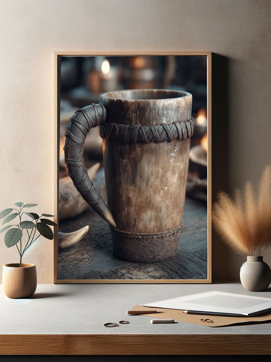 Rustic Horn Mug Photography Poster. — room view 2
