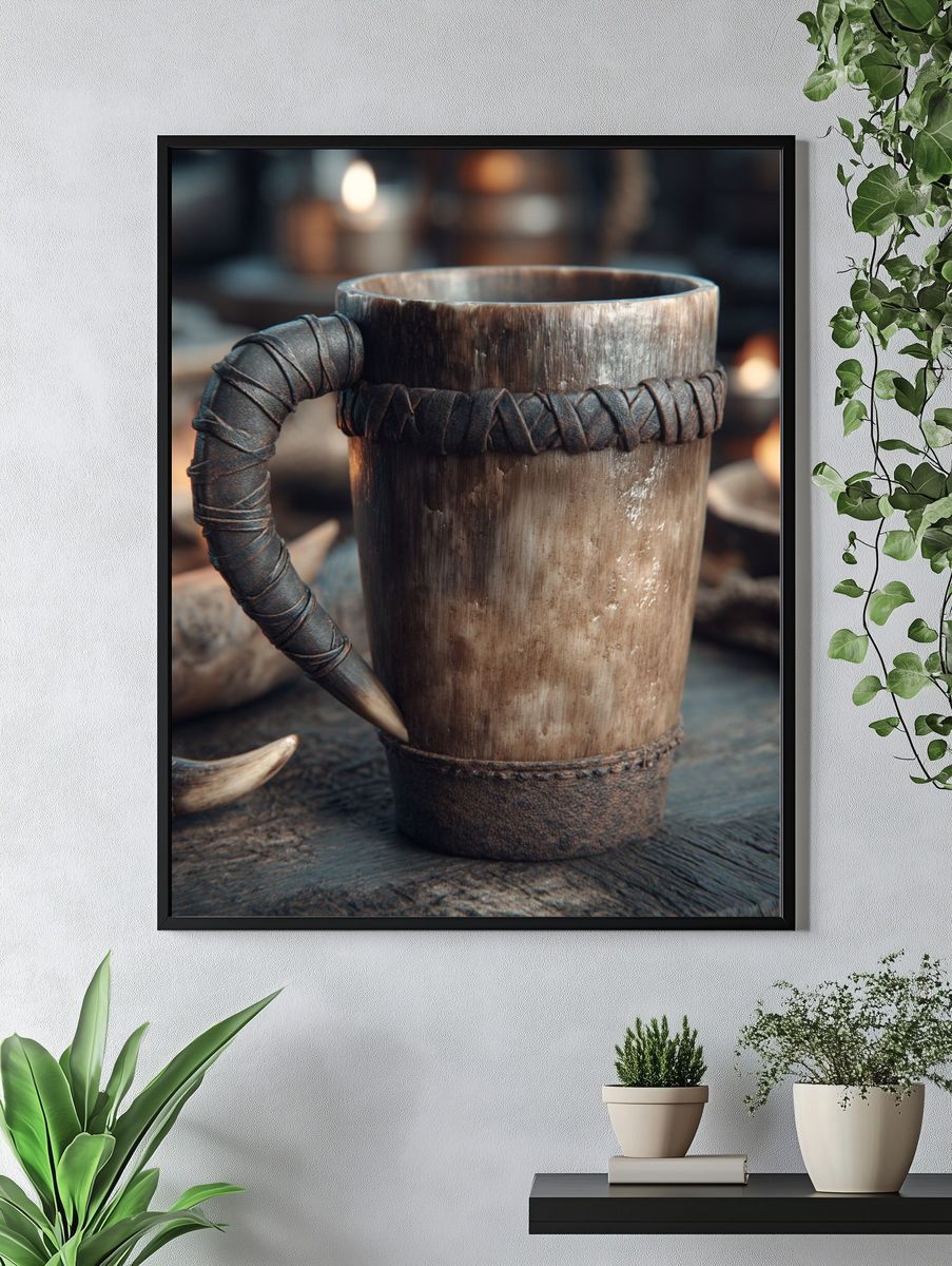 Rustic Horn Mug Photography Poster. — room view 4