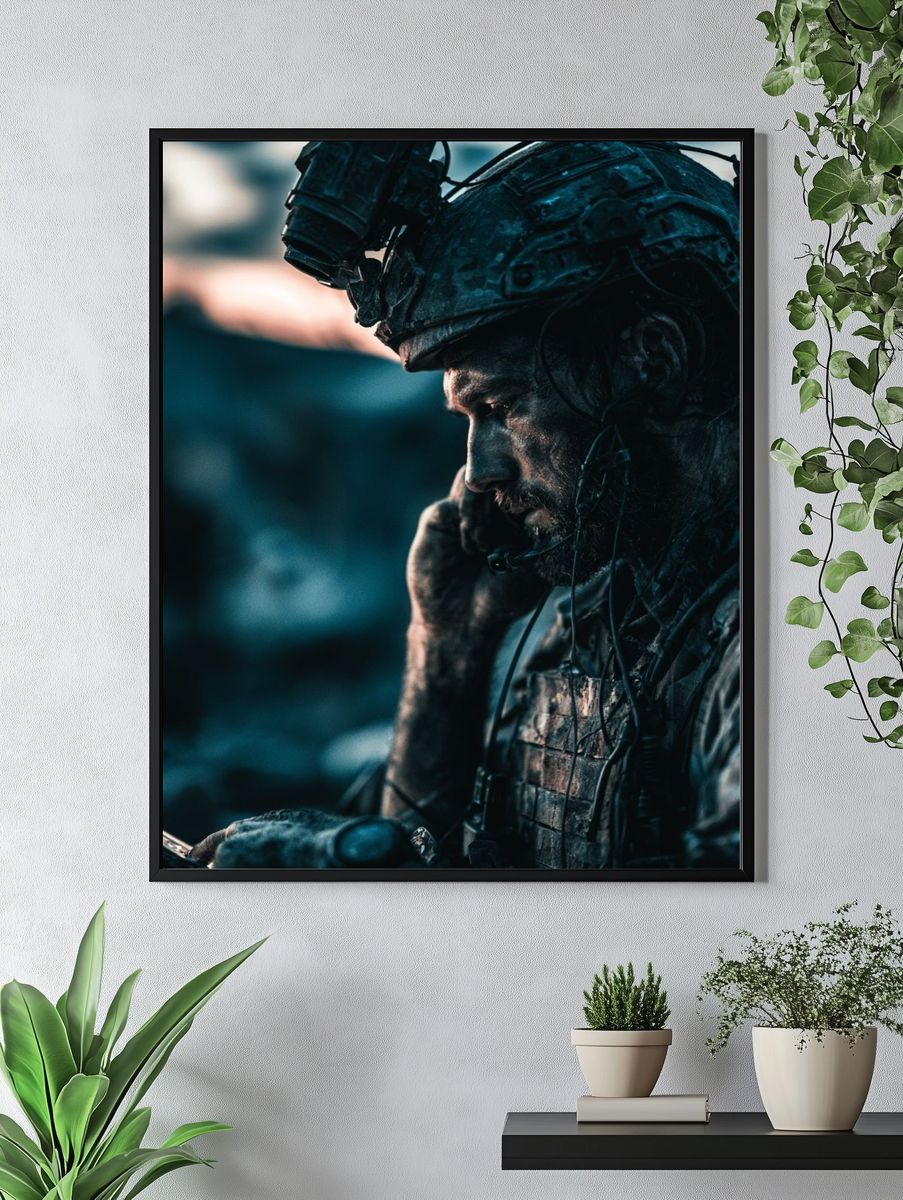 Combat Soldier Portrait Poster. — room view 4