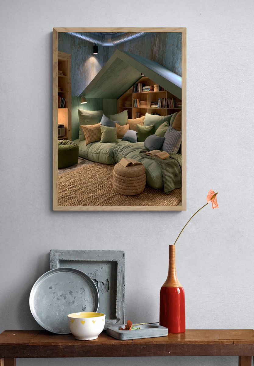 Cozy Reading Nook Interior Poster. — room view 3