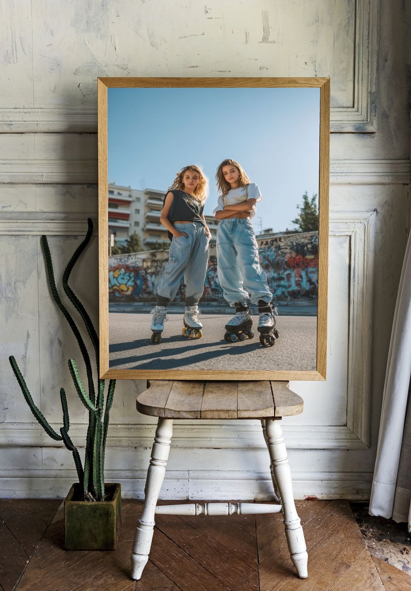 Urban Roller Skaters Photography Poster. — room view 1